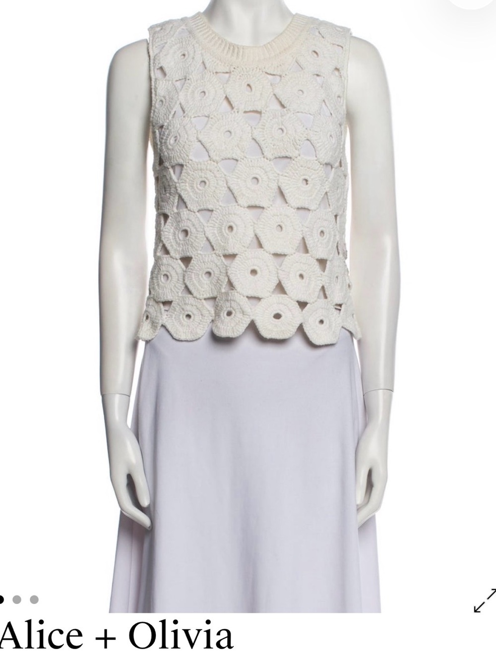 Alice + Olivia Cream Crochet Overlay Maxi Skirt